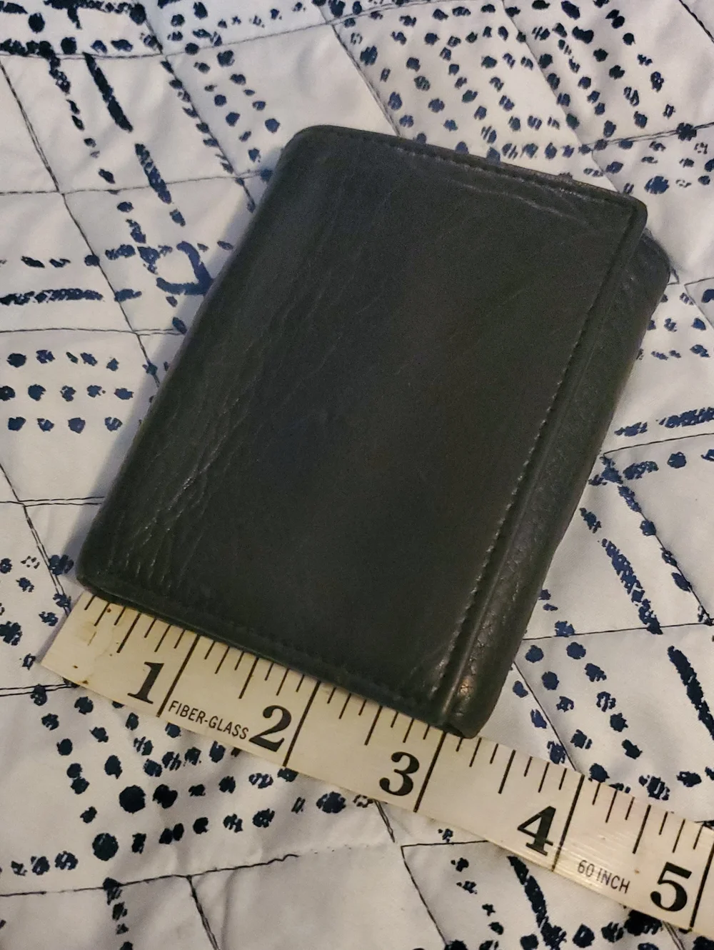 Vintage Black Leather Slim Trifold Wallet
